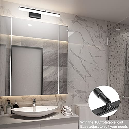 24 inch Black LED Vanity Light Adjustable Modern Bathroom Vanity Light Fixtures Over Mirror 5500K