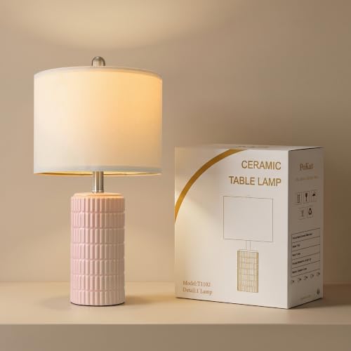 21'' Pink Ceramic Table Lamp with Gift Box