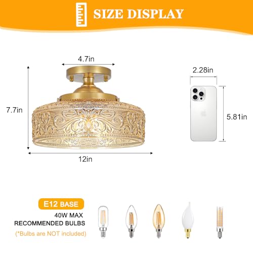 Gold Semi Flush Mount Ceiling Light