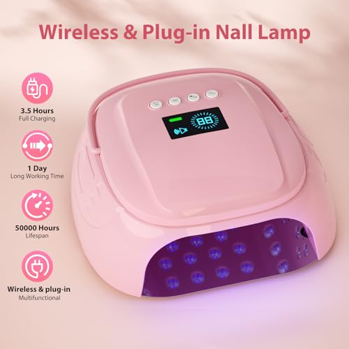 126W Cordless Rechargeable UV LED Nail Lamp with Large Space