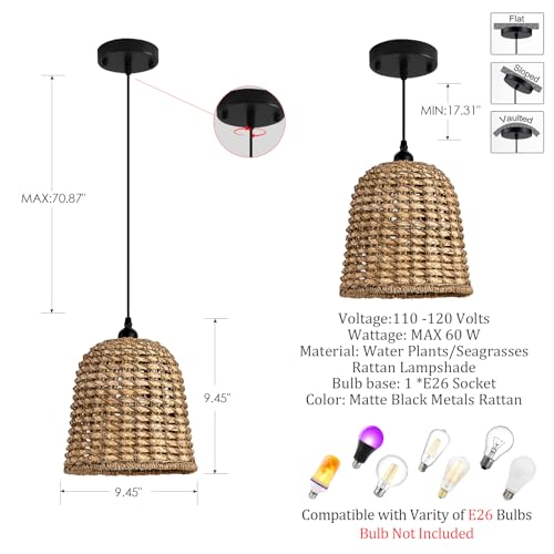 Mini Rattan Pendant Light (3 Count)