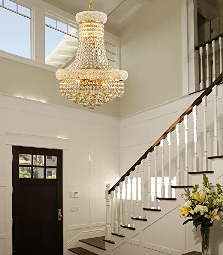 10 Lights Gold Finish Empire Crystal Chandelier Lighting for Dining Room Living Room Foyer Hallway Bedroom Entryway