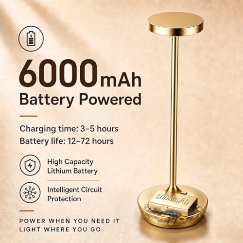 Rechargeable Cordless Table Lamps 6000mAh LED Battery Table Light