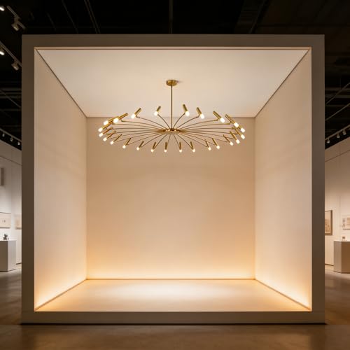 Extra Large Mid Century Modern Sputnik Chandelier Retro Sputnik Ceiling Light Fixture Brushed Brass Gold Chandeliers for Dining Room Living Room Bedroom