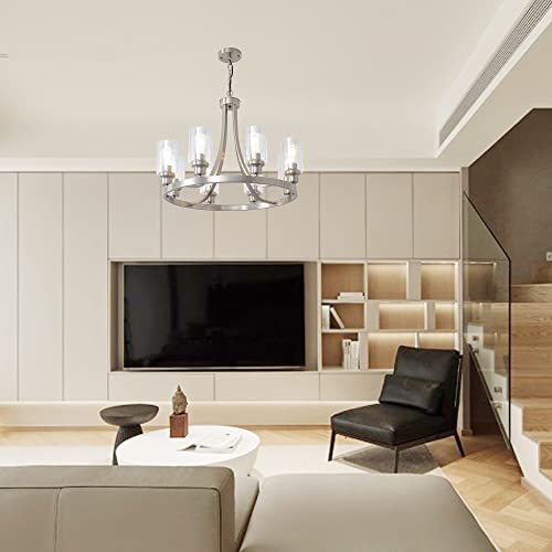 Modern Brushed Nickel Chandelier 8 Lights