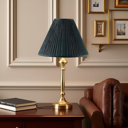 33193 Transitional Hardback Empire Shaped Mushroom Pleated Dark Green Spider Shade