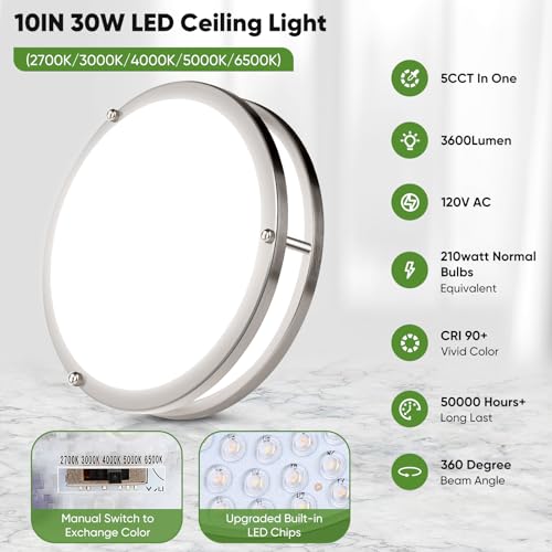 2 Pack 10inch Bathroom Light Fixtures Ceiling Mount (2 Count)
