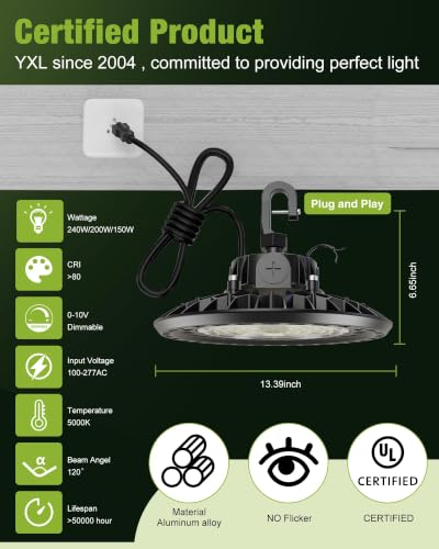 240W 18 Pack Super Bright UFO High Bay LED Shop Lights (18 Count)