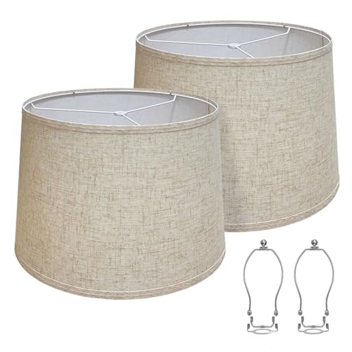 Lamp Shade Beige Drum Lampshades for Table & Floor Lamps (2 Count)