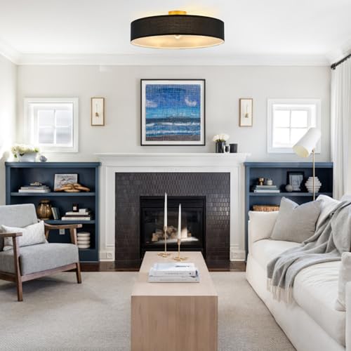 Black and Gold Semi Flush Mount Ceiling Light Fixture