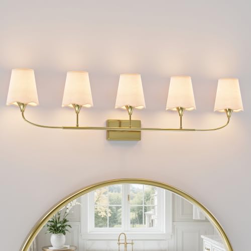 Bathroom Light Fixtures Over Mirror (Gold / 5 Light)