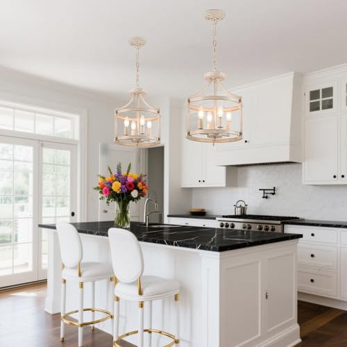 4 Lights White Farmhouse Chandelier