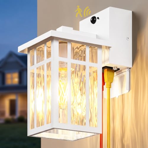 Motion Sensor Outdoor Wall Light with GFCI Outlet