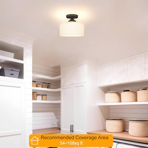 Artistic Black Handcrafted Semi Flush Mount Ceiling Light
