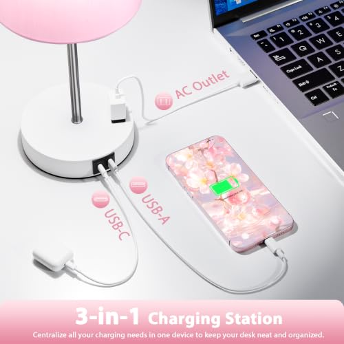 Pink White Touch Lamps for Nightstand Set of 2 (2 Count)