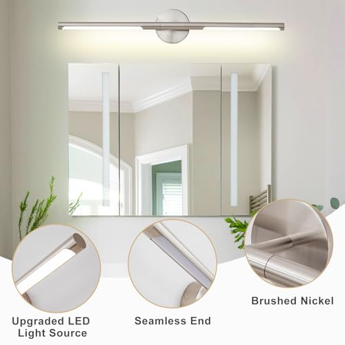 Brushed Nickel Bathroom Light Fixtures Over Mirror 30 Inch