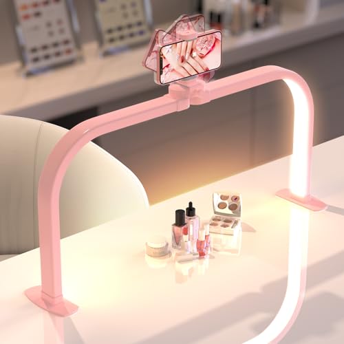 Upgrade Large Half Moon Light for Nail Desk with Phone Holder for Nail Lamp