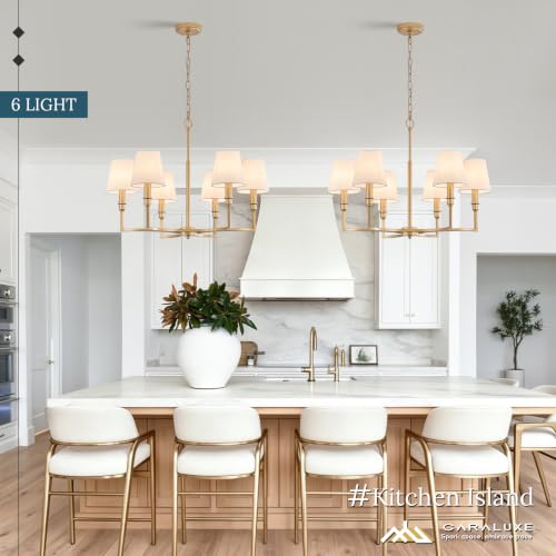 6 Light Candelabra Chandelier Dining Room Gold Linen Chandeliers 26in
