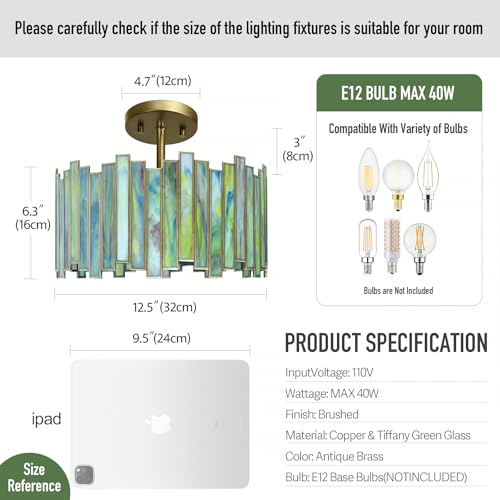 Antique Brass Ceiling Light Fixture in Drum Shape