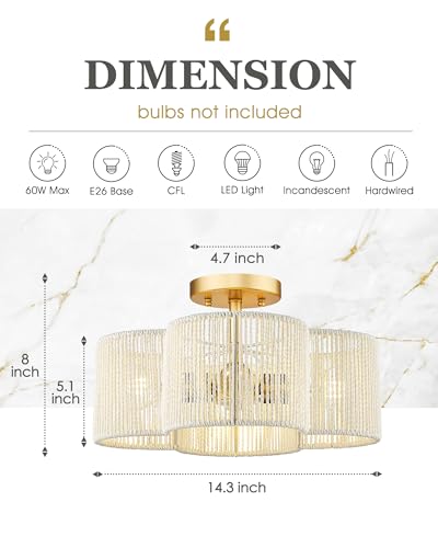 Rattan Light Fixtures Ceiling Mount