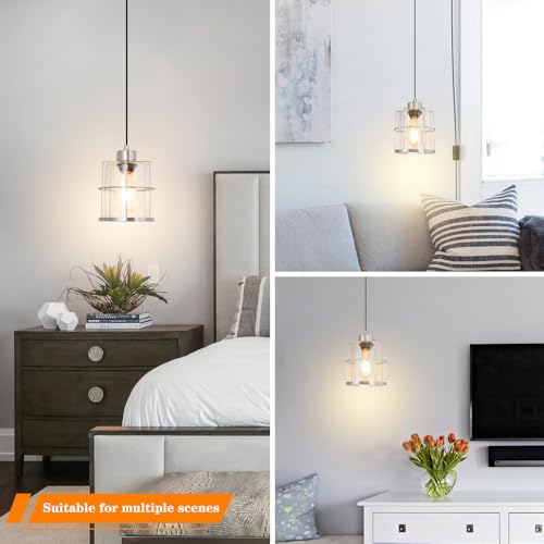 Brushed Nickel Plug in Pendant Light