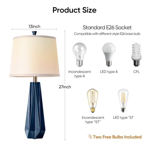 27'' Navy Blue Resin Table Lamps (2 Count)