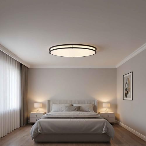 24 Inch Oval Black Ceiling Light Fixture for Living Room