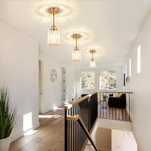Modern Crystal Pendant Lights for Kitchen Island Brushed Gold 1 Pack