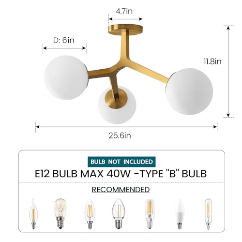 Semi Flush Mount Ceiling Light Fixture 3