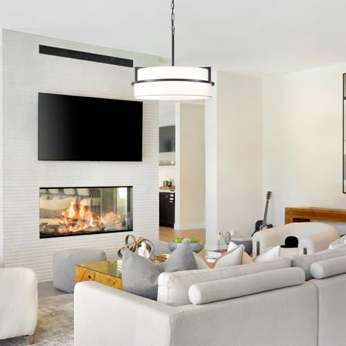 19.7" Black Drum Chandelier