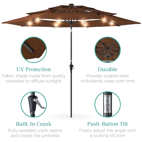 10ft 3 Tier Solar Patio Umbrella