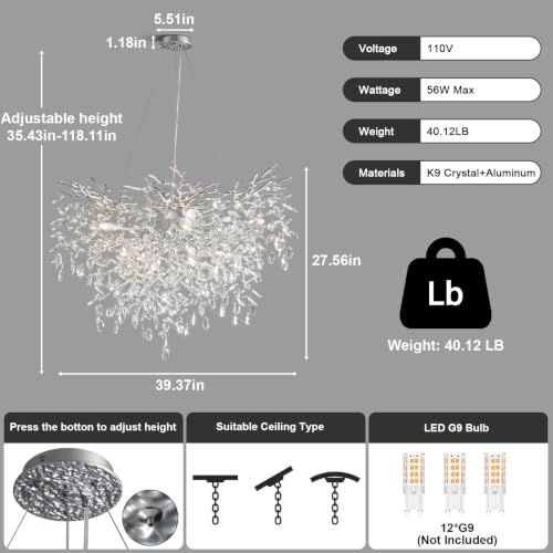 40" Silver Tree Branch Chandelier