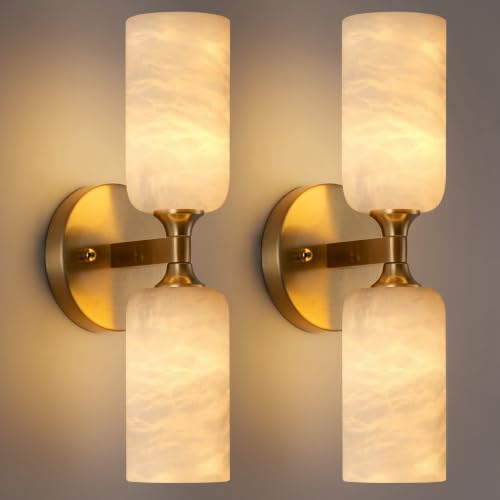 Vintage Gold Alabaster Wall Sconces Set of 2 (2 Count)