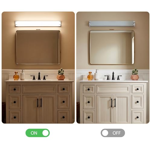 LED Bathroom Light Fixtures Over Mirror 32” Vanity Light with Milky White Lampshade 4000K Daylight Chrome Finishing Bath Bar (32 Count)