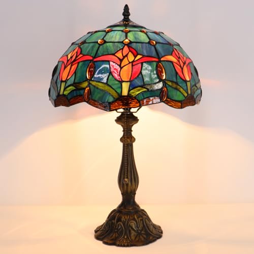 Tiffany Table Lamp Stained Glass Bedside Reading Light W12H19 inch