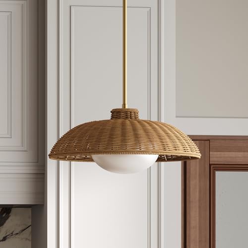 Belleville Boho Rattan Pendant Light with Diffuser
