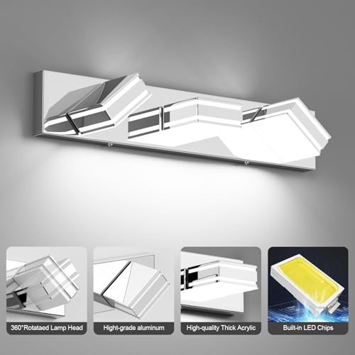 LED Modern Bathroom Vanity Lights Chrome 3 (3 Count)