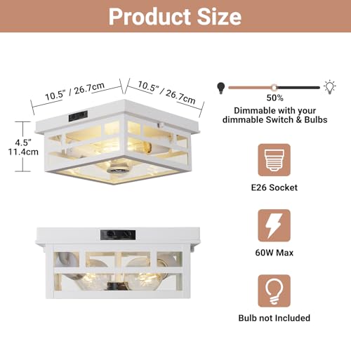 Outdoor Flush Mount Motion Sensor White Ceiling Light