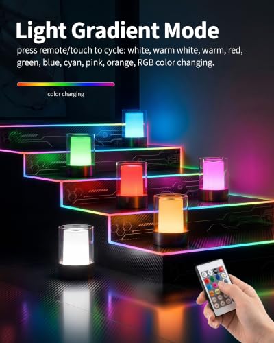 4" RGB Black Cordless Table Lamp 2
