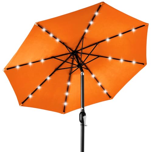 10ft Solar Polyester LED Lighted Patio Umbrella w