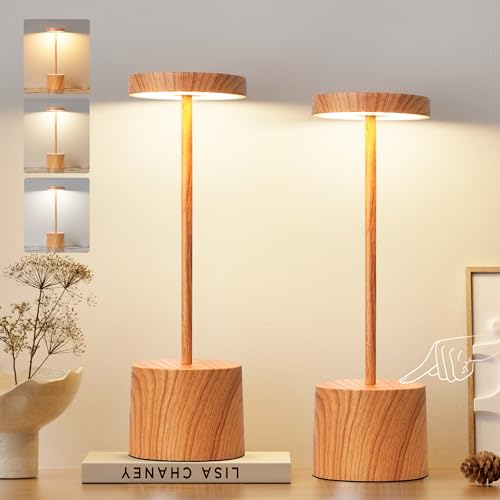 Wooden Rechargeable Cordless Lamp (2 Count)