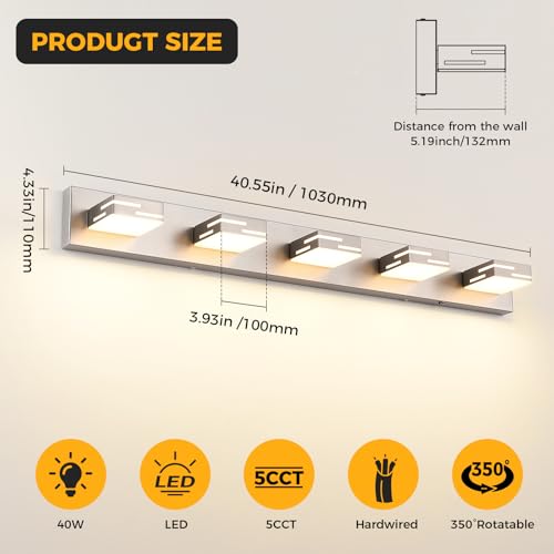 5 Light 5CCT Modern Bathroom Vanity Light Fixtures