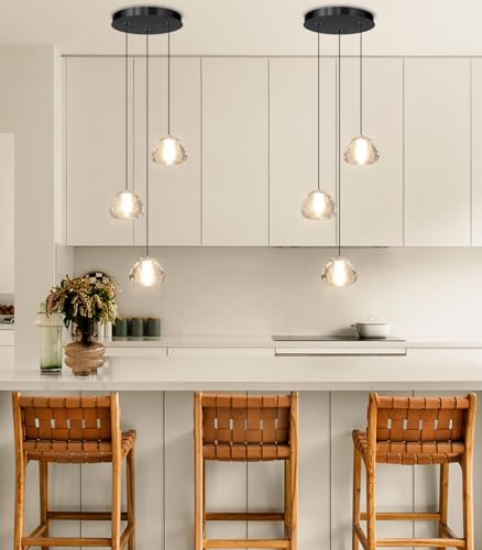 Modern Chandelier Crystal Pendant Light for Kitchen Island Dining Room Bedroom Hallway Black