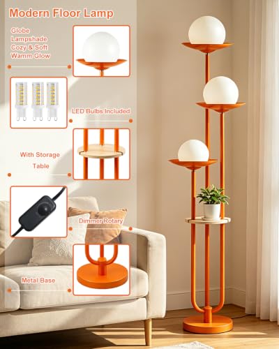 63IN Globe Floor Lamp with Shelf 3 (3 Count)