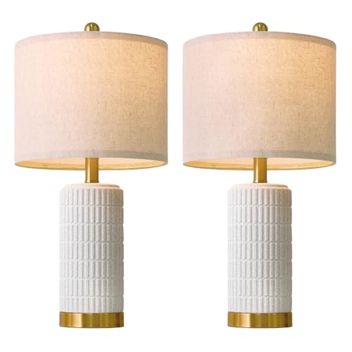 21.5'' Stone Like Bedside Table Lamps Set of 2 for Bedroom with 2 USB A+C (2 Count)
