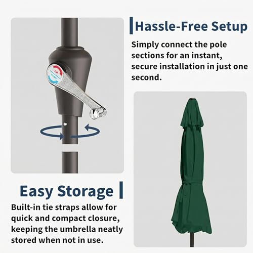 10FT Solar Umbrella 32 LED Lighted Patio Umbrella Table Market Umbrella w