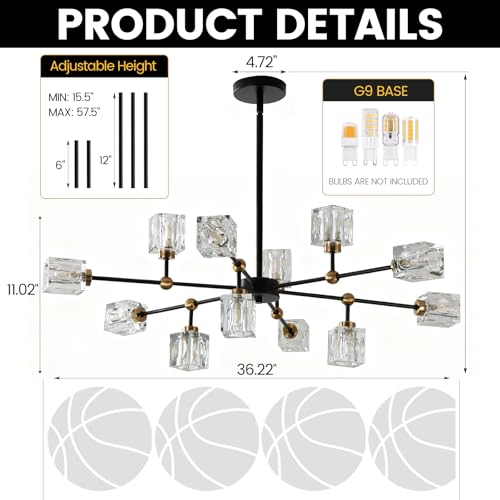 Crystal Sputnik Chandelier with 12