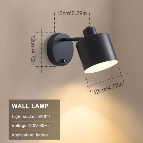 Black Farmhouse Hardwired Wall Sconce with Dimmer Switch Set of 2 (2 Count)