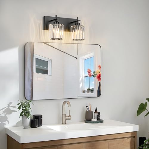 Black Crystal Bathroom Vanity Lights