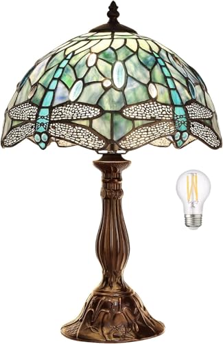 18" Tiffany Dragonfly Style Stained Glass Table Lamp